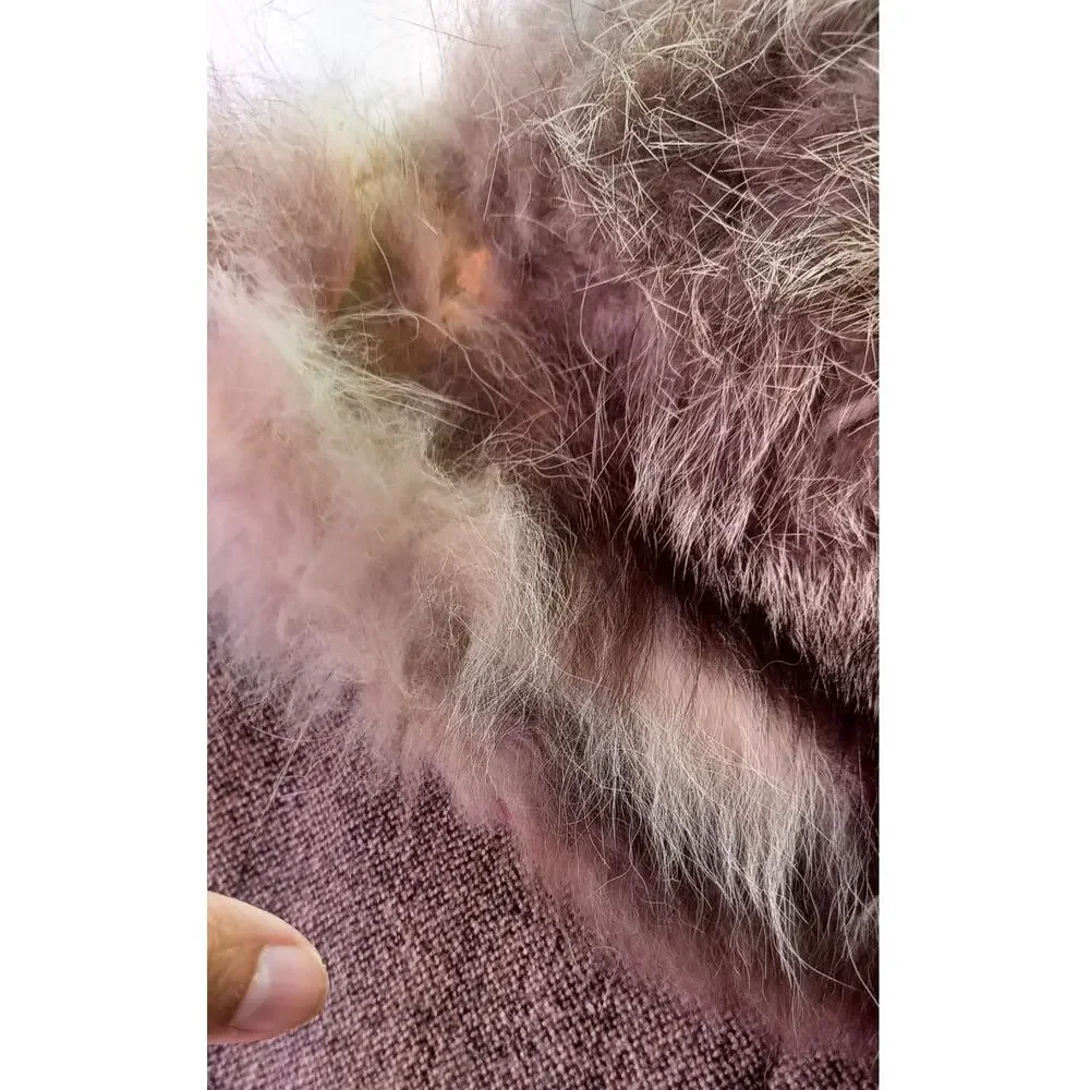 VTG 60s/70s Becca Wool Tweed Jacket Large Brown Coat with Fur Collar - Picture 9 of 9